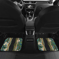 Hawaiian Art Flower Tribal with Lei Car Mats Palaka Pattern Black Color - Polynesian Pride