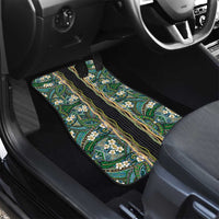 Hawaiian Art Flower Tribal with Lei Car Mats Palaka Pattern Black Color - Polynesian Pride