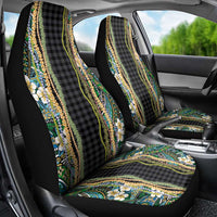 Hawaiian Art Flower Tribal with Lei Car Seat Cover Palaka Pattern Black Color - Polynesian Pride