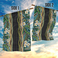 Hawaiian Art Flower Tribal with Lei Garden Flag Palaka Pattern Black Color - Polynesian Pride