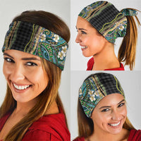 Hawaiian Art Flower Tribal with Lei Neck Gaiter Palaka Pattern Black Color - Polynesian Pride