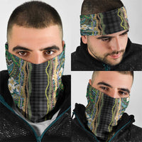 Hawaiian Art Flower Tribal with Lei Neck Gaiter Palaka Pattern Black Color - Polynesian Pride
