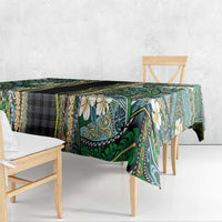 Hawaiian Art Flower Tribal with Lei Tablecloth Palaka Pattern Black Color - Polynesian Pride