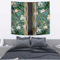 Hawaiian Art Flower Tribal with Lei Tapestry Palaka Pattern Black Color - Polynesian Pride