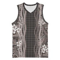 Hawaiian Art Flower Tribal with Lei Basketball Jersey Palaka Pattern Grayscale - Polynesian Pride