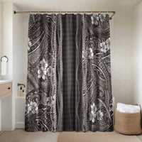 Hawaiian Art Flower Tribal with Lei Bathroom Set Palaka Pattern Grayscale - Polynesian Pride