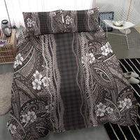 Hawaiian Art Flower Tribal with Lei Bedding Set Palaka Pattern Grayscale - Polynesian Pride