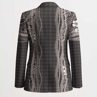 Hawaiian Art Flower Tribal with Lei Blazer Palaka Pattern Grayscale - Polynesian Pride