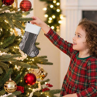 Hawaiian Art Flower Tribal with Lei Christmas Stocking Palaka Pattern Grayscale - Polynesian Pride