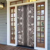 Hawaiian Art Flower Tribal with Lei Door Cover Palaka Pattern Grayscale - Polynesian Pride