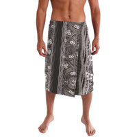 Hawaiian Art Flower Tribal with Lei Lavalava Palaka Pattern Grayscale - Polynesian Pride