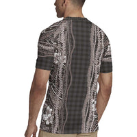 Hawaiian Art Flower Tribal with Lei Rugby Jersey Palaka Pattern Grayscale - Polynesian Pride