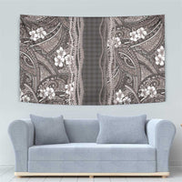 Hawaiian Art Flower Tribal with Lei Tapestry Palaka Pattern Grayscale - Polynesian Pride