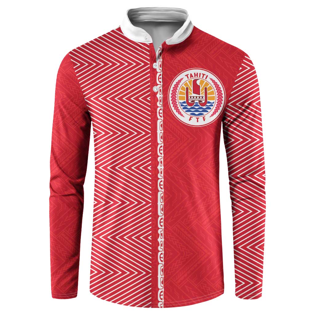 Custom Tahiti Football-Iron Warriors Button Sweatshirt LT03 Red - Polynesian Pride