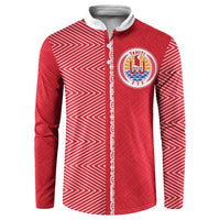 Custom Tahiti Football-Iron Warriors Button Sweatshirt LT03 Red - Polynesian Pride
