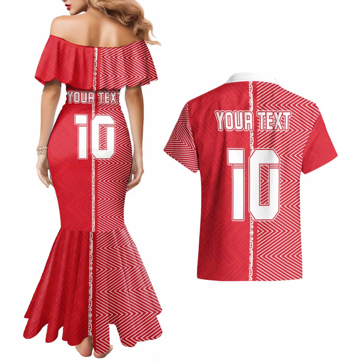 Custom Tahiti Football-Iron Warriors Couples Matching Mermaid Dress and Hawaiian Shirt LT03 - Polynesian Pride