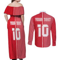 Custom Tahiti Football-Iron Warriors Couples Matching Off Shoulder Maxi Dress and Long Sleeve Button Shirt LT03 - Polynesian Pride