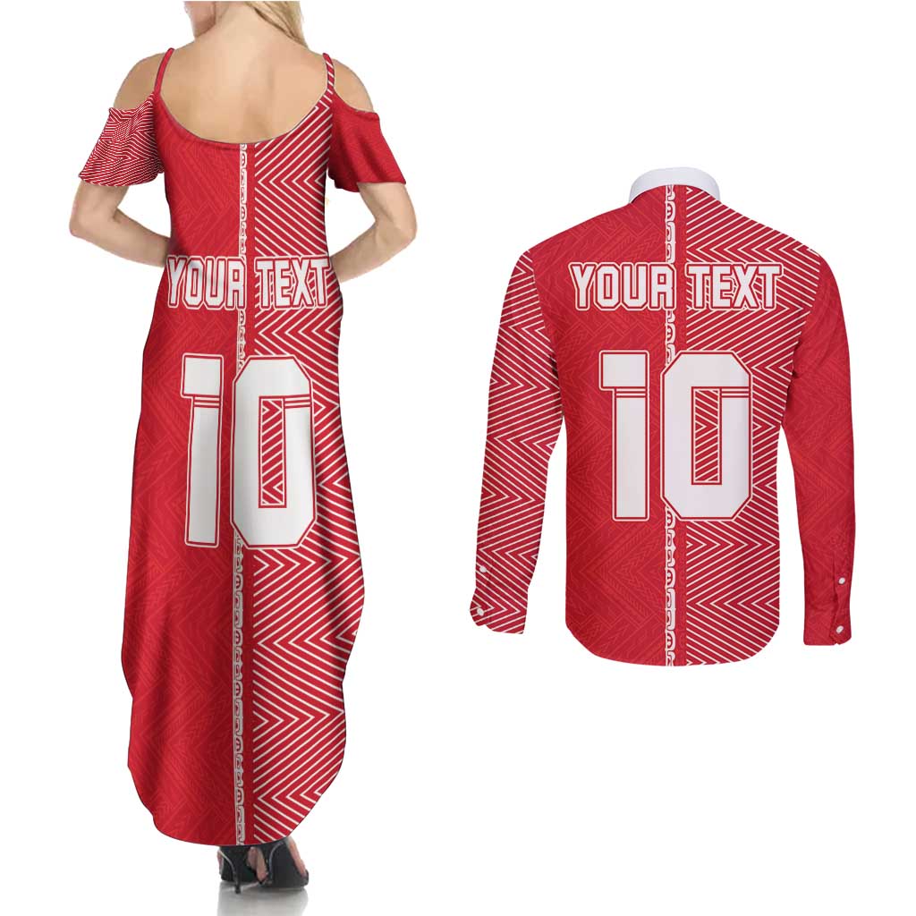 Custom Tahiti Football-Iron Warriors Couples Matching Summer Maxi Dress and Long Sleeve Button Shirt LT03 - Polynesian Pride