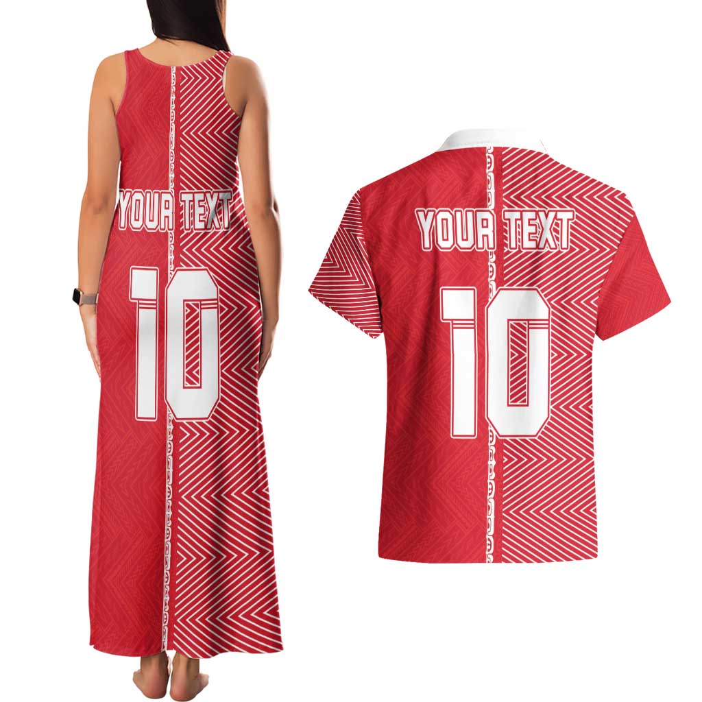 Custom Tahiti Football-Iron Warriors Couples Matching Tank Maxi Dress and Hawaiian Shirt LT03 - Polynesian Pride
