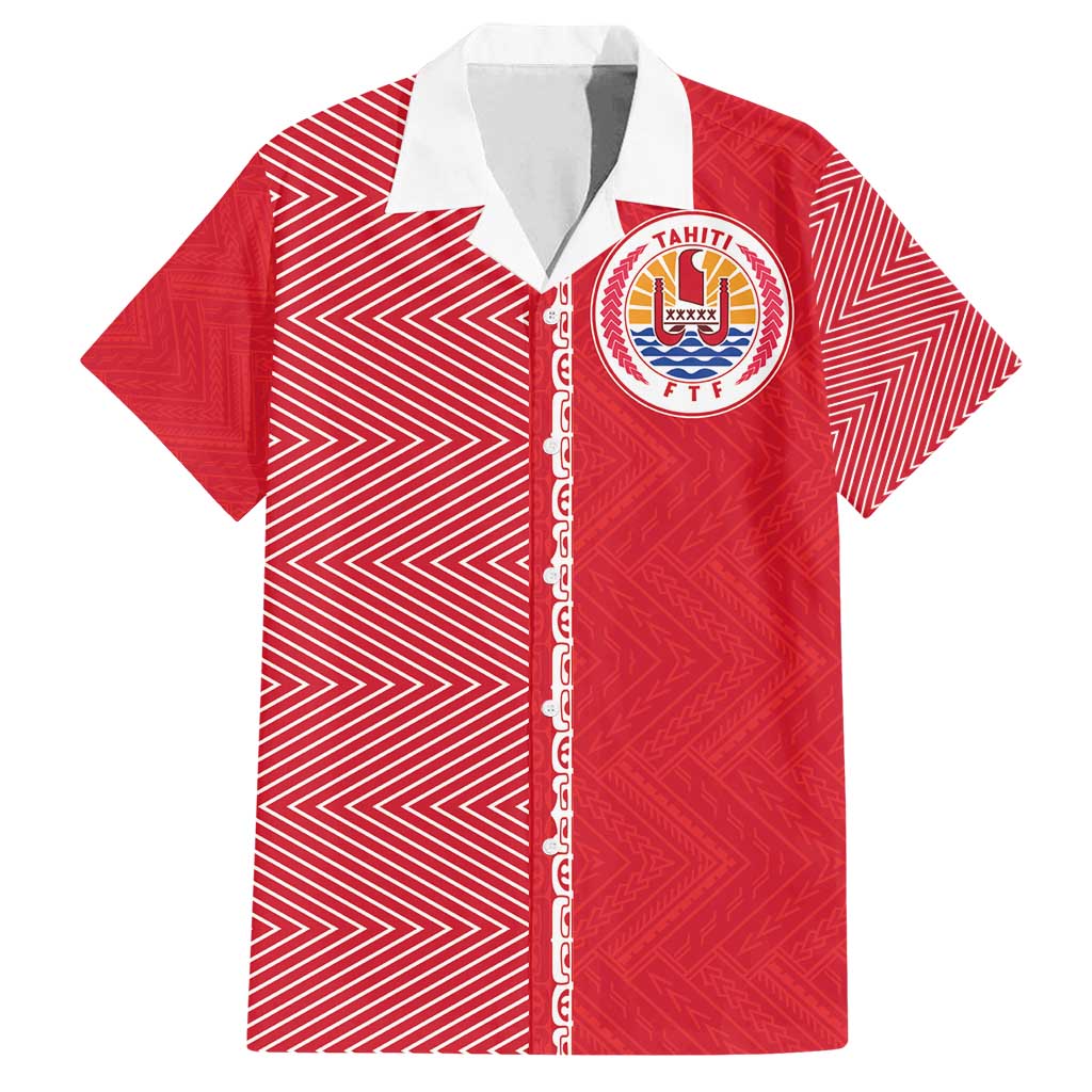 Custom Tahiti Football-Iron Warriors Family Matching Long Sleeve Bodycon Dress and Hawaiian Shirt LT03 Dad's Shirt - Short Sleeve Red - Polynesian Pride