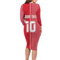 Custom Tahiti Football-Iron Warriors Family Matching Long Sleeve Bodycon Dress and Hawaiian Shirt LT03 - Polynesian Pride