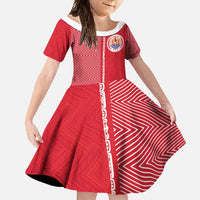 Custom Tahiti Football-Iron Warriors Family Matching Tank Maxi Dress and Hawaiian Shirt LT03 Daughter's Dress Red - Polynesian Pride