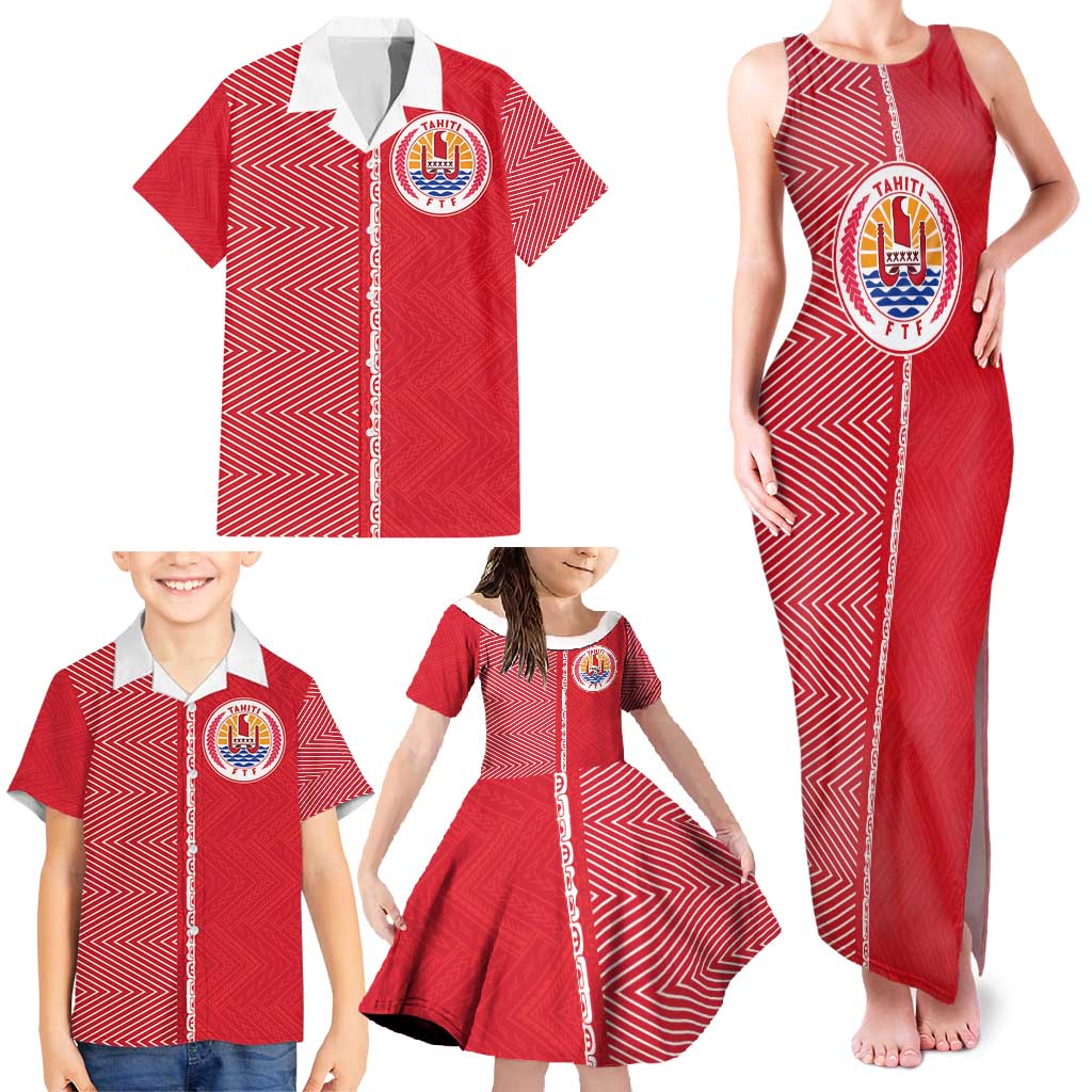 Custom Tahiti Football-Iron Warriors Family Matching Tank Maxi Dress and Hawaiian Shirt LT03 - Polynesian Pride