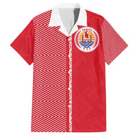 Custom Tahiti Football-Iron Warriors Family Matching Tank Maxi Dress and Hawaiian Shirt LT03 Dad's Shirt - Short Sleeve Red - Polynesian Pride
