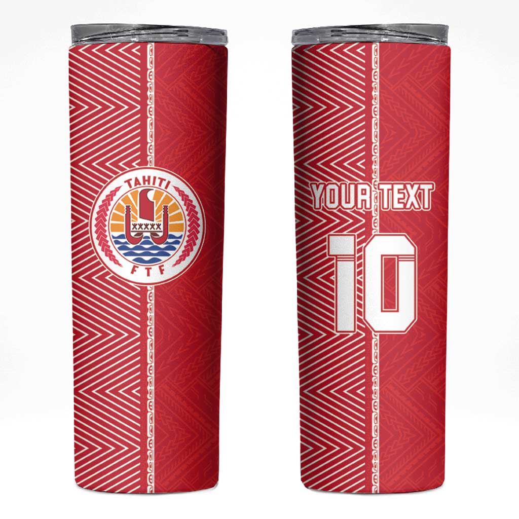 Custom Tahiti Football-Iron Warriors Skinny Tumbler LT03 Red - Polynesian Pride