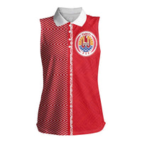 Custom Tahiti Football-Iron Warriors Women Sleeveless Polo Shirt LT03 Female Red - Polynesian Pride