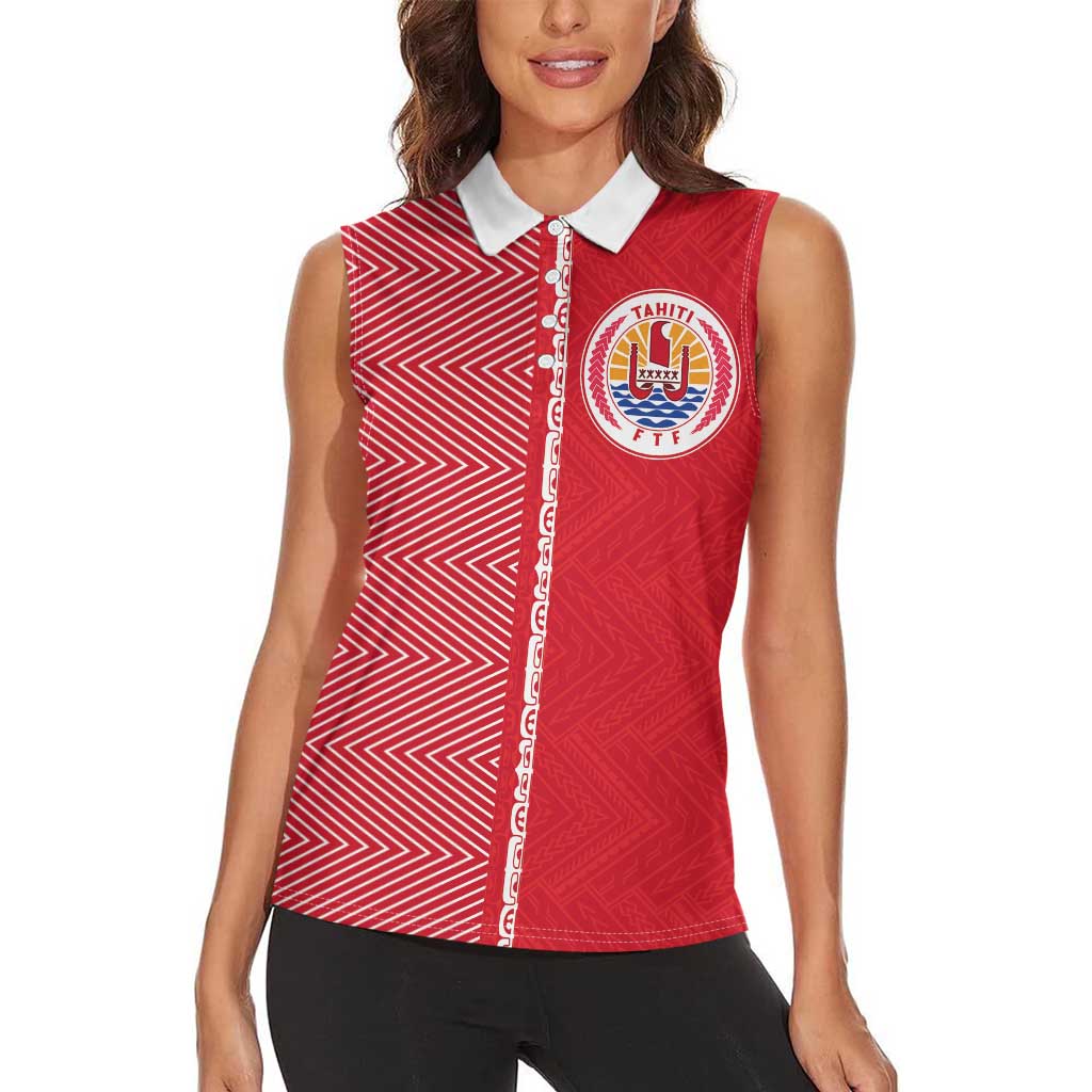 Custom Tahiti Football-Iron Warriors Women Sleeveless Polo Shirt LT03 - Polynesian Pride