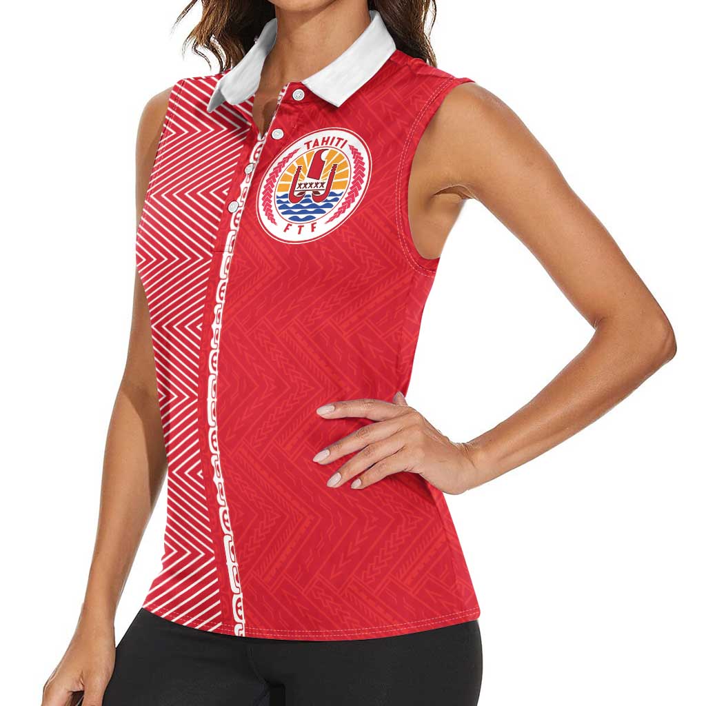 Custom Tahiti Football-Iron Warriors Women Sleeveless Polo Shirt LT03 - Polynesian Pride