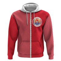 Custom Tahiti Football-Iron Warriors Zip Hoodie LT03 Zip Hoodie Red - Polynesian Pride