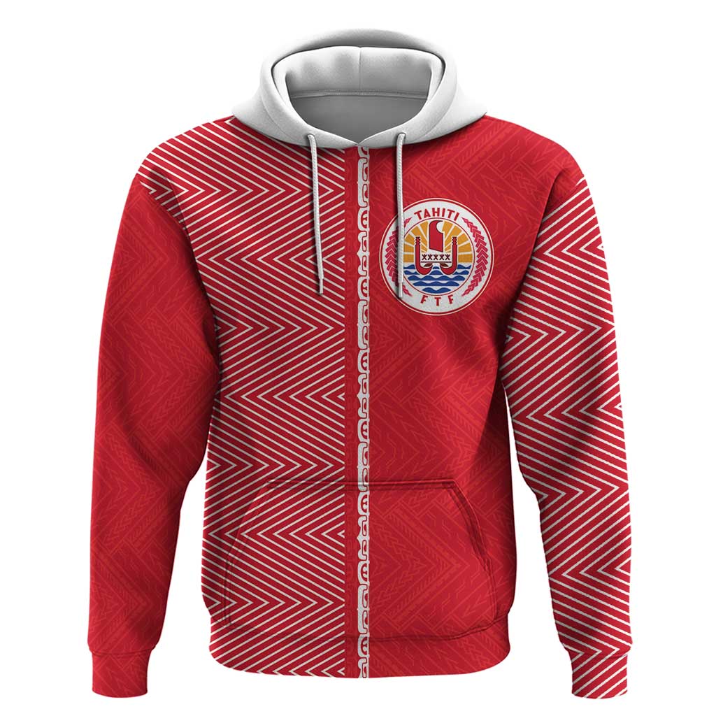 Custom Tahiti Football-Iron Warriors Zip Hoodie LT03 Pullover Hoodie Red - Polynesian Pride