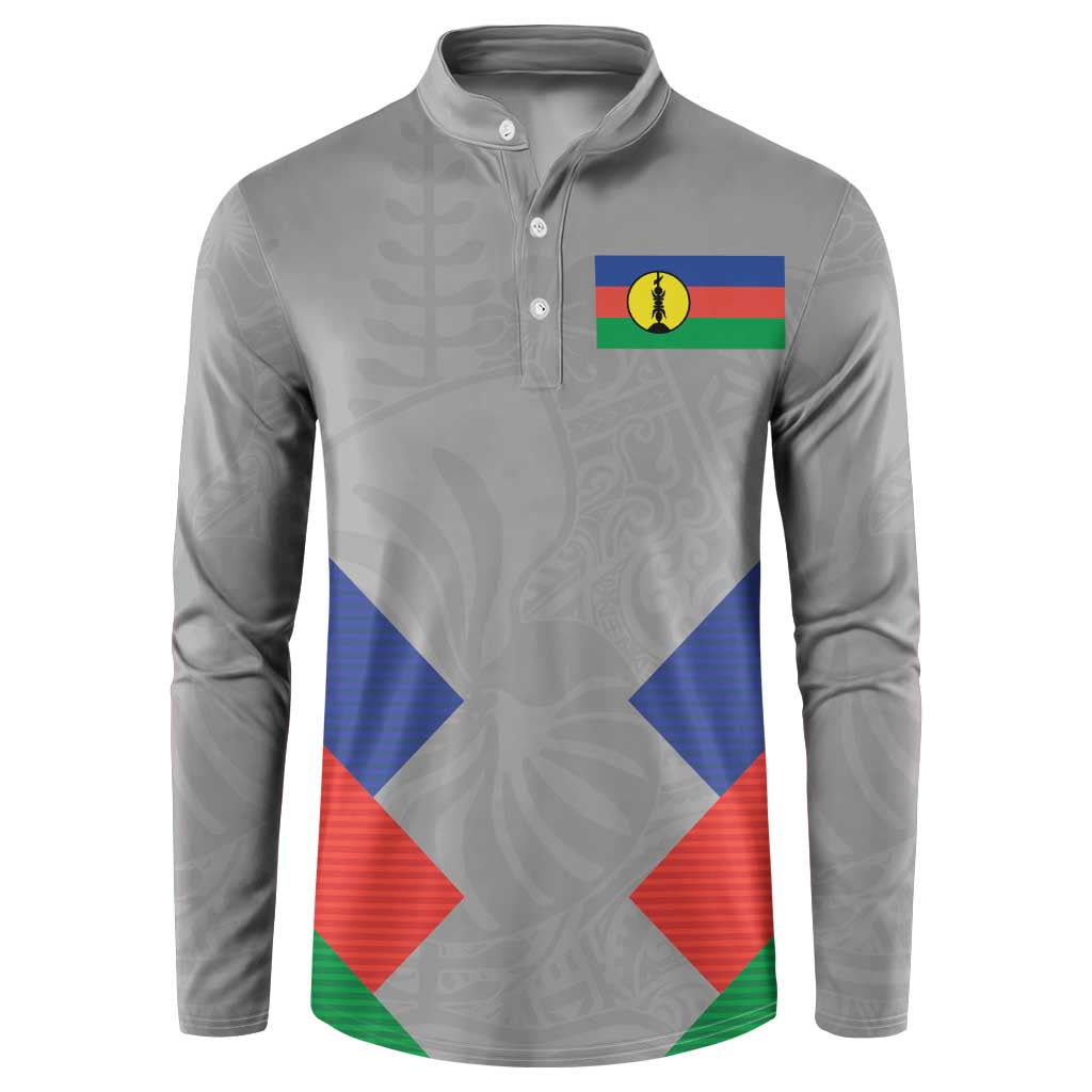 Custom New Caledonia-The Kagus Button Sweatshirt LT03 Gray - Polynesian Pride