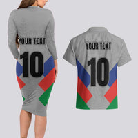 Custom New Caledonia-The Kagus Couples Matching Long Sleeve Bodycon Dress and Hawaiian Shirt LT03 - Polynesian Pride