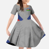 Custom New Caledonia-The Kagus Family Matching Summer Maxi Dress and Hawaiian Shirt LT03 Daughter's Dress Gray - Polynesian Pride