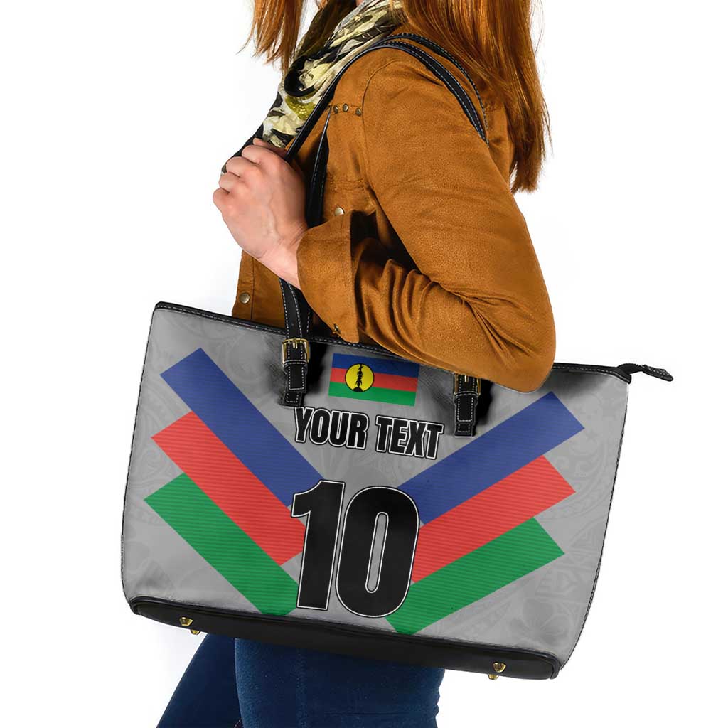 Custom New Caledonia-The Kagus Leather Tote Bag LT03 Gray - Polynesian Pride