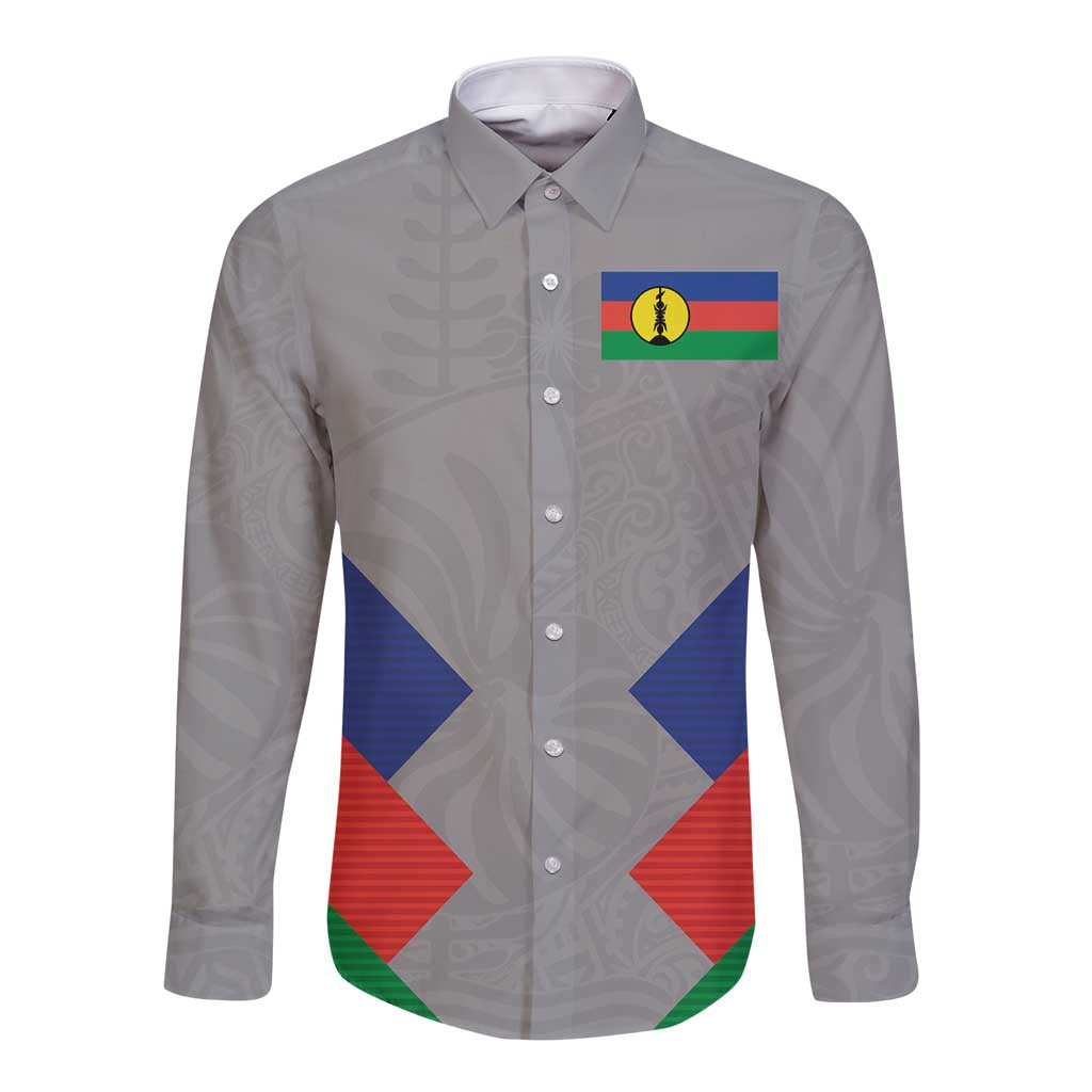 Custom New Caledonia-The Kagus Long Sleeve Button Shirt LT03 Unisex Gray - Polynesian Pride