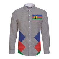 Custom New Caledonia-The Kagus Long Sleeve Button Shirt LT03 Unisex Gray - Polynesian Pride