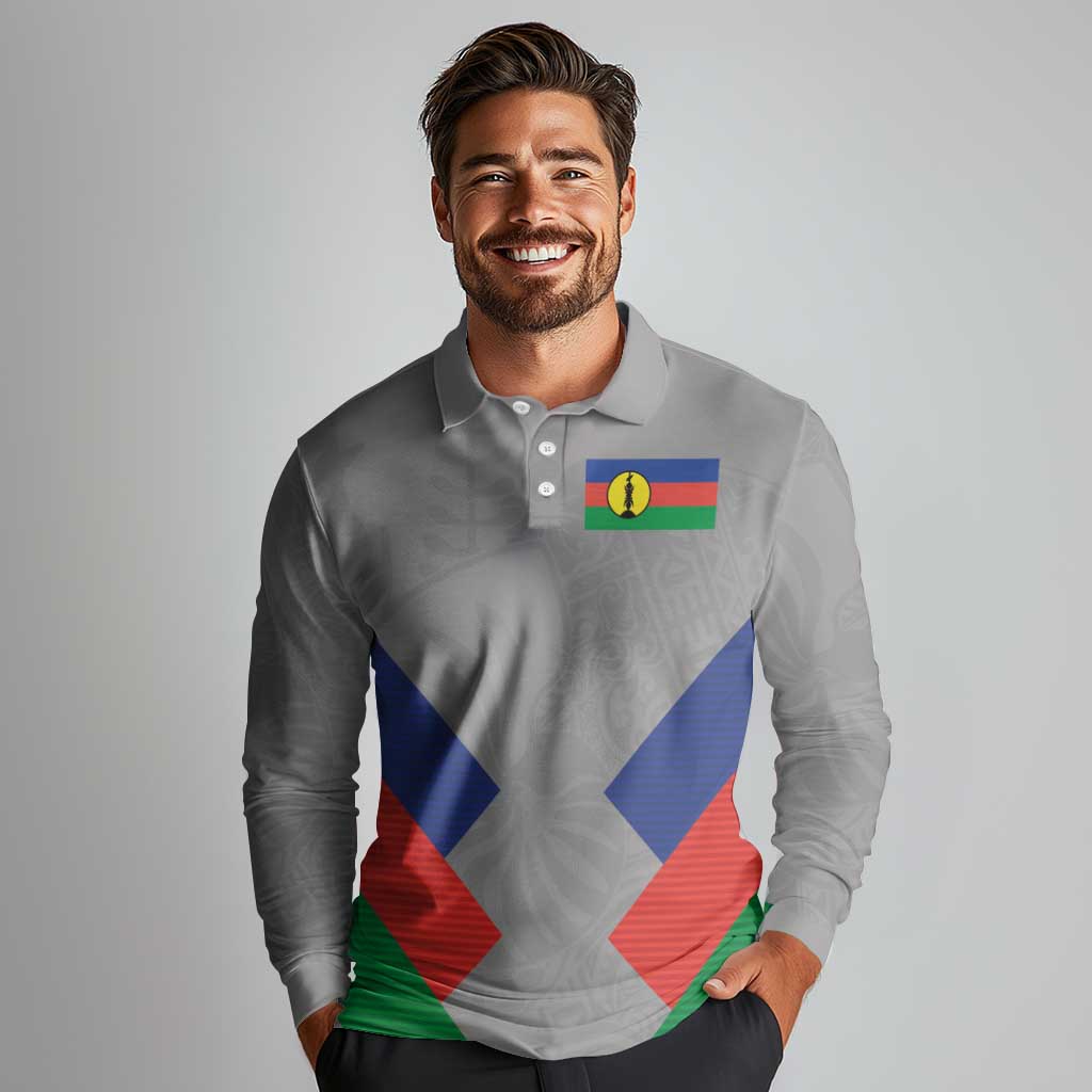 Custom New Caledonia-The Kagus Long Sleeve Polo Shirt