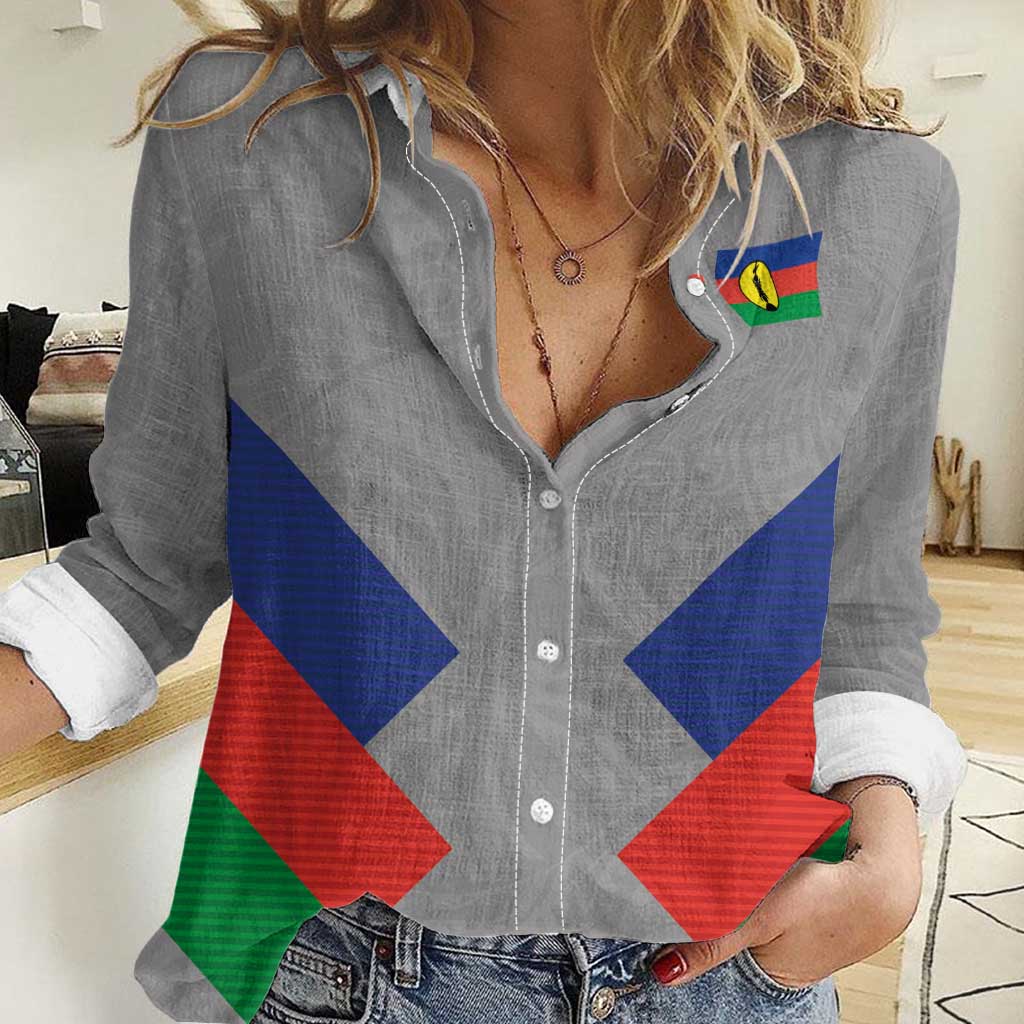 Custom New Caledonia-The Kagus Women Casual Shirt LT03 Female Gray - Polynesian Pride