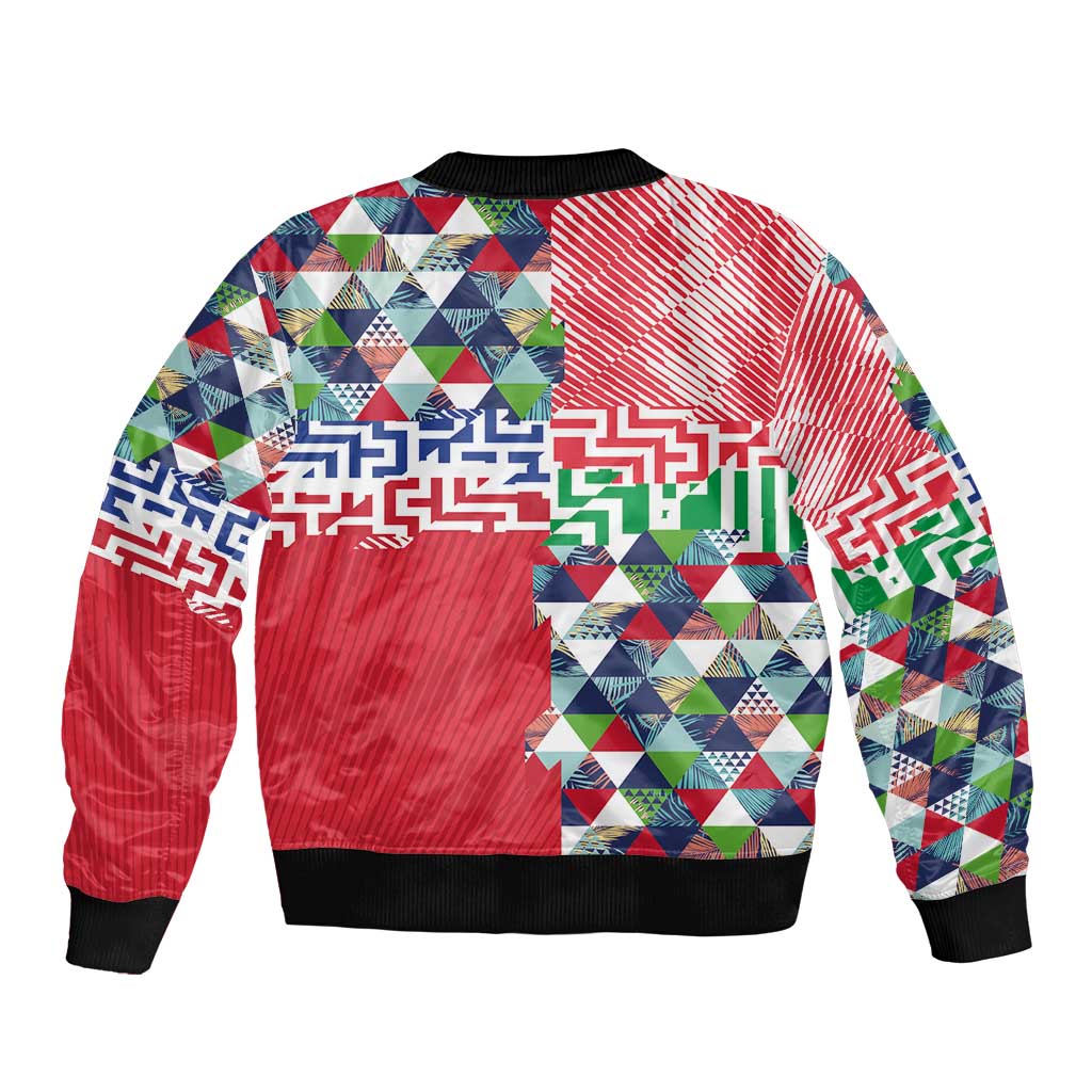 Hawaiian Floral Kakau Tropical Leaves-Sporty Style Bomber Jacket