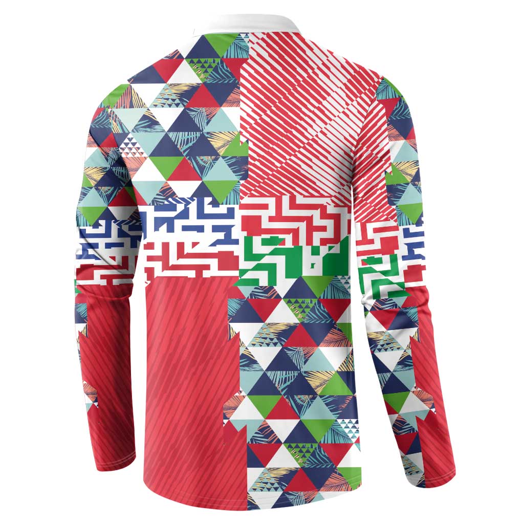 Hawaiian Floral Kakau Tropical Leaves-Sporty Style Button Sweatshirt