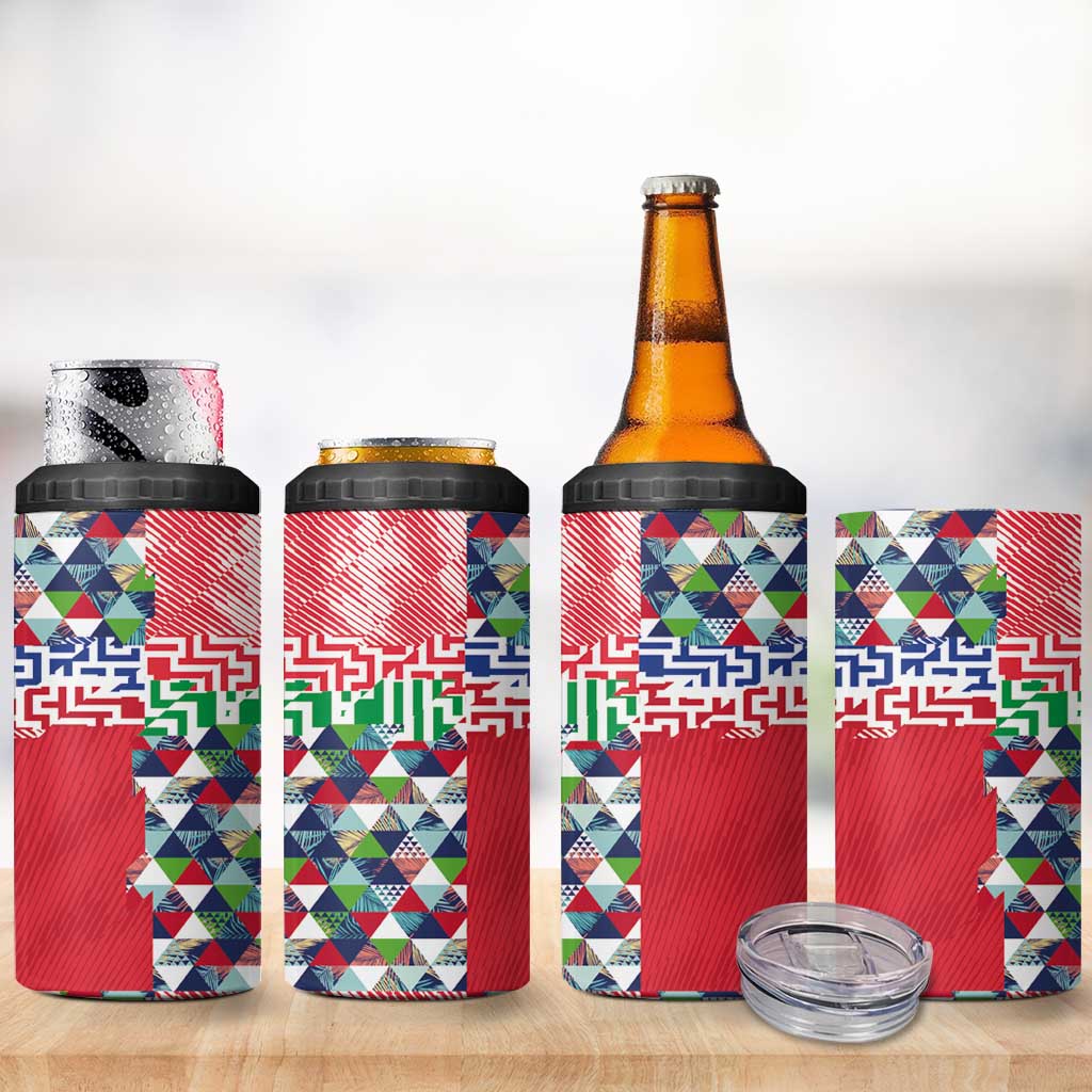 Hawaiian Floral Kakau Tropical Leaves-Sporty Style 4 in 1 Can Cooler Tumbler