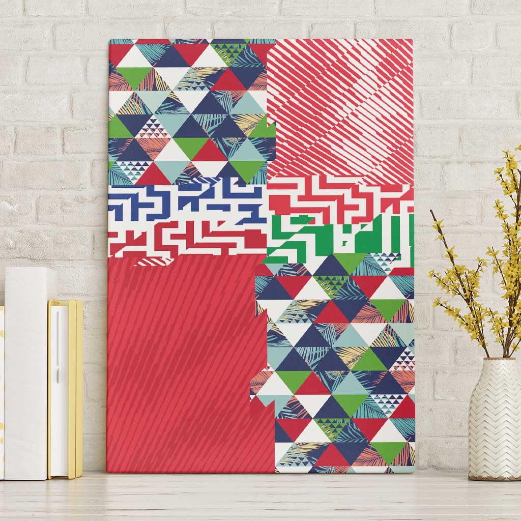 Hawaiian Floral Kakau Tropical Leaves-Sporty Style Canvas Wall Art