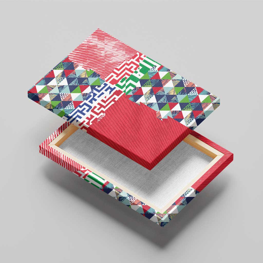 Hawaiian Floral Kakau Tropical Leaves-Sporty Style Canvas Wall Art