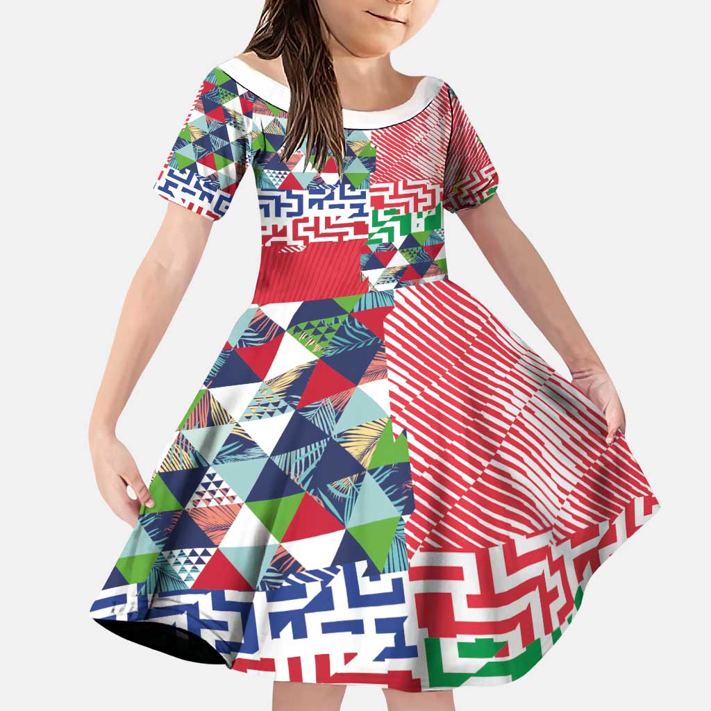 Hawaiian Floral Kakau Tropical Leaves-Sporty Style Family Matching Puletasi and Hawaiian Shirt