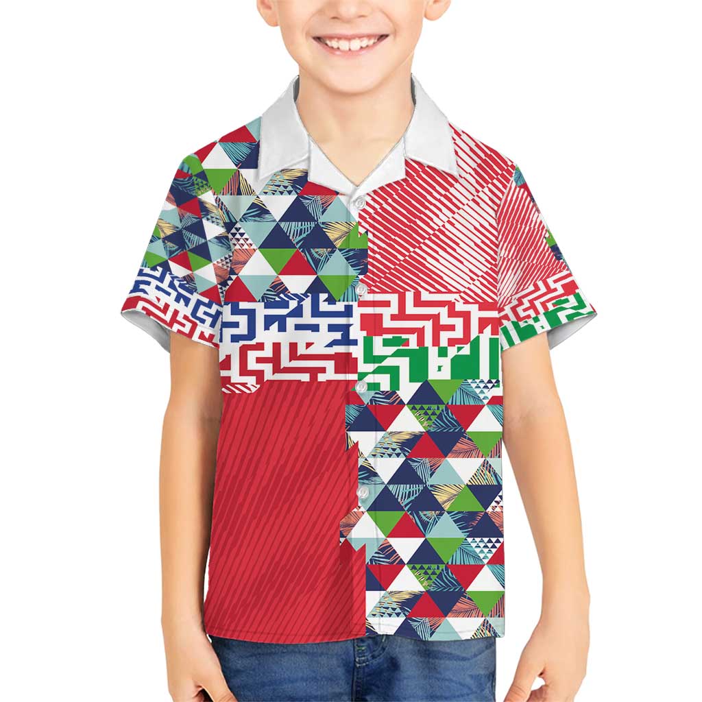 Hawaiian Floral Kakau Tropical Leaves-Sporty Style Family Matching Puletasi and Hawaiian Shirt