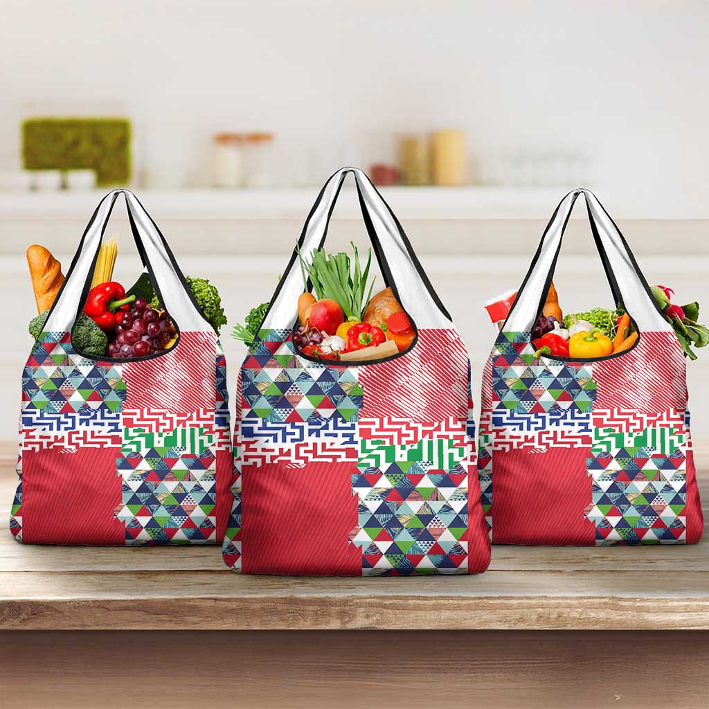 Hawaiian Floral Kakau Tropical Leaves-Sporty Style Grocery Bag